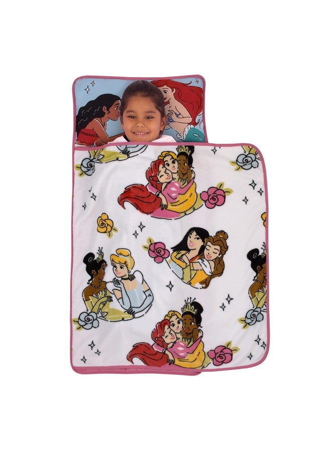 NoJo Disney Princesses Courage and Kindness Pink, Blue, and White Ariel, Tiana, Moana, Cinderella, Mulan, and Belle Toddler Nap Mat - Image 3