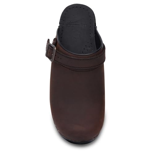 Dansko Ingrid Sling Back Mule Clog for Women - Anti-Fatigue Rocker Bottom Promotes Forward Foot Motion - Premium Leather Uppers for Long-Lasting Wear Antique Brown/Blk 8.5-9 M US - Image 2