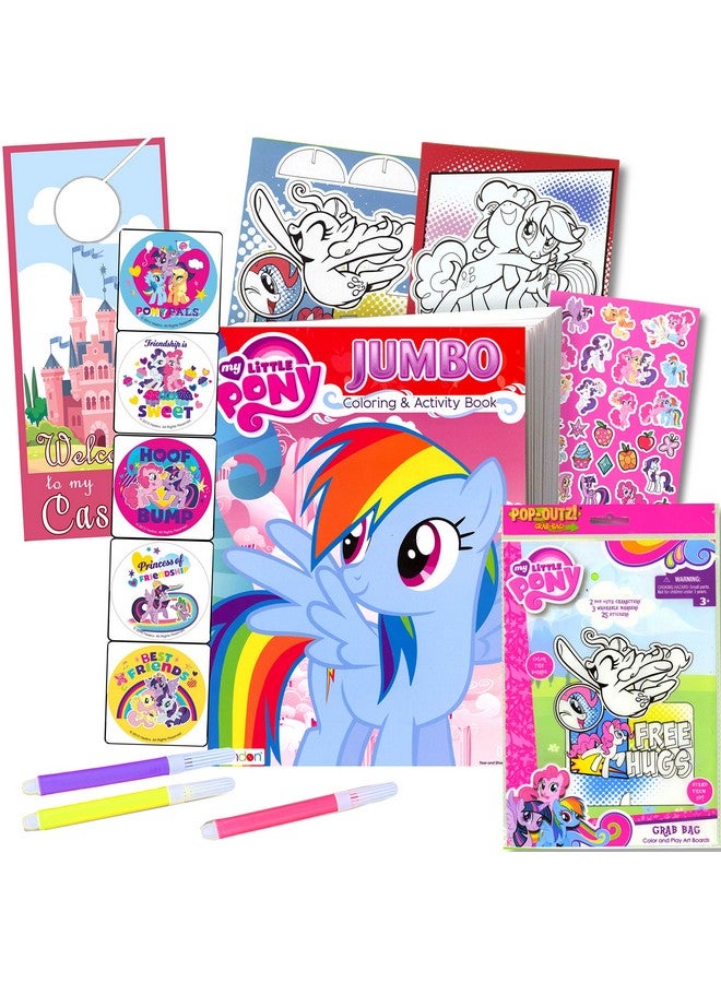 my little Pony كتاب تلوين ماي ليتل بوني مع مجموعة أخذ واللعب - كتاب تلوين مكون من 96 صفحة، ملصقات ماي ليتل بوني، وأقلام تلوين - Image 1