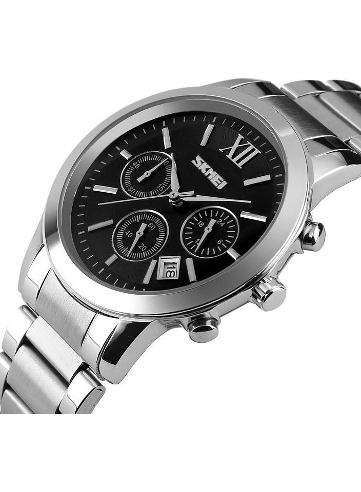 SKMEI 9097BK Men Black Dial Stainless Steel Strap - Image 5