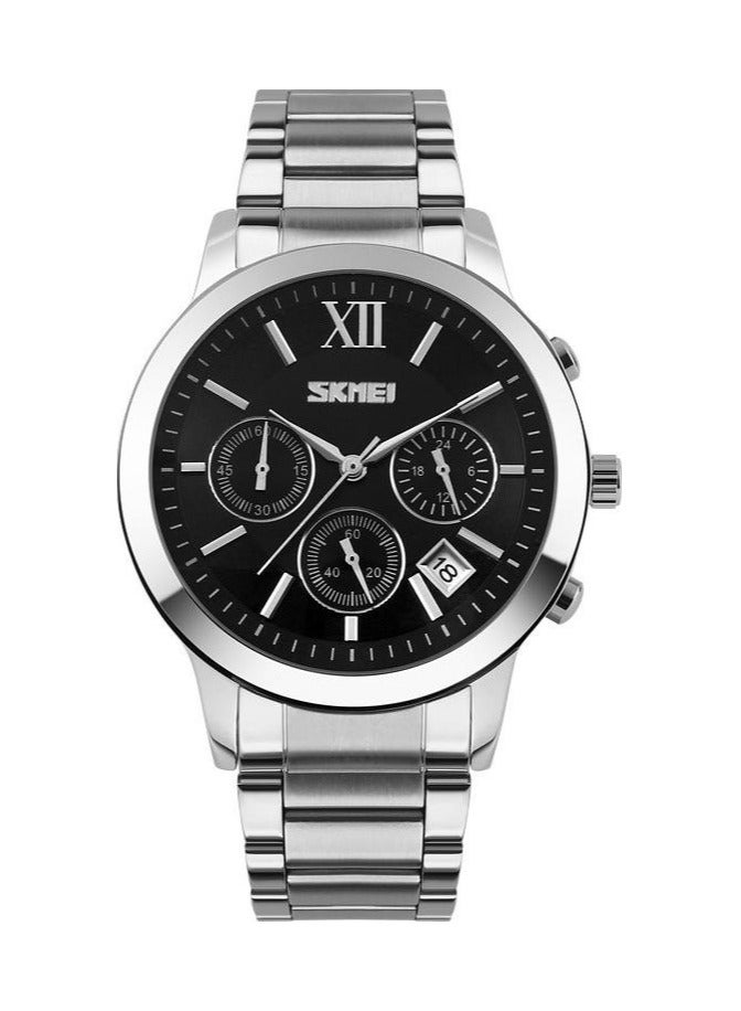SKMEI 9097BK Men Black Dial Stainless Steel Strap - Image 1