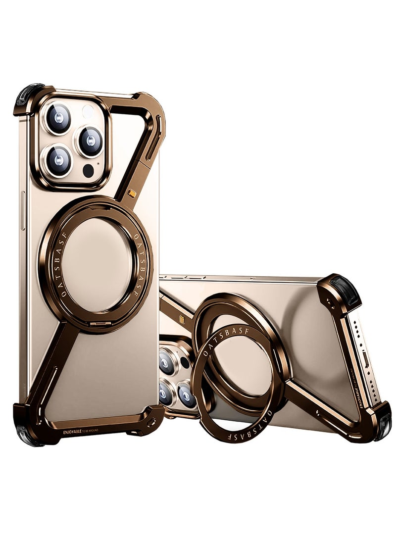 CATANES (لـ iPhone 16 Pro Max) حزمة 3 حالات و 2 واقيات شاشة دوران 360°، قاعدة من الألمنيوم والمعدن، بدون إطار، حالة حماية بدرجة صدمة تيتانيوم صحراوي - Image 3
