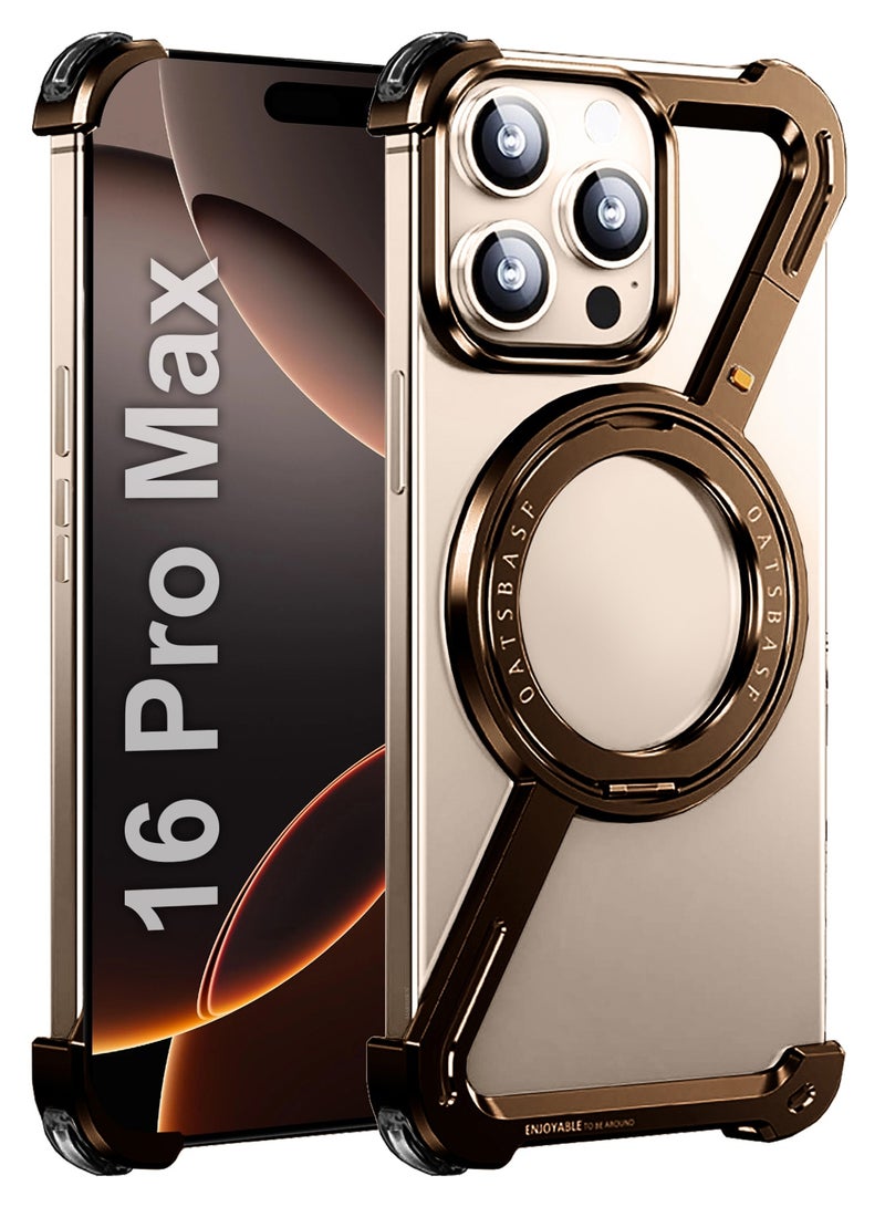 CATANES (لـ iPhone 16 Pro Max) حزمة 3 حالات و 2 واقيات شاشة دوران 360°، قاعدة من الألمنيوم والمعدن، بدون إطار، حالة حماية بدرجة صدمة تيتانيوم صحراوي - Image 2