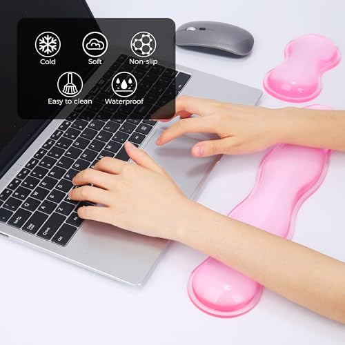 ABRONDA Gel Wrist Rest for Keyboard and Mouse, Wrist Rest for Keyboard, Mouse Wrist Support, Pain Relief, Cool Touch, Non-Skid, Keyboard and Mouse Wrist pad Set - Image 2