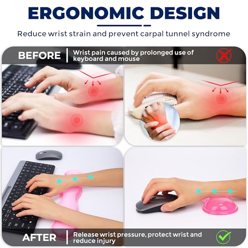 ABRONDA Gel Wrist Rest for Keyboard and Mouse, Wrist Rest for Keyboard, Mouse Wrist Support, Pain Relief, Cool Touch, Non-Skid, Keyboard and Mouse Wrist pad Set - Image 3
