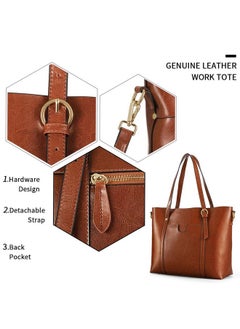 Kattee Genuine Leather Women Tote Bag Soft Handbags Vintage Shoulder Purses Fashion Top Handle Bag Large Capacity (Dark Brown)  - Image 4