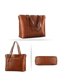 Kattee Genuine Leather Women Tote Bag Soft Handbags Vintage Shoulder Purses Fashion Top Handle Bag Large Capacity (Dark Brown)  - Image 5