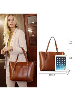 Kattee Genuine Leather Women Tote Bag Soft Handbags Vintage Shoulder Purses Fashion Top Handle Bag Large Capacity (Dark Brown)  - Image 2