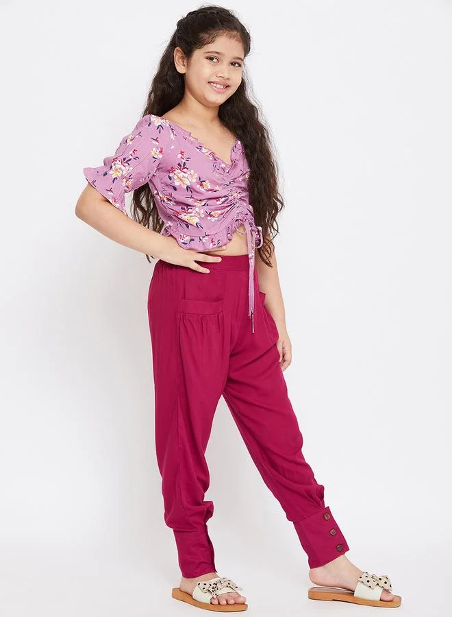 Stylo Bug Stylo Bug Floral Print V-Neck Top and Pants Set