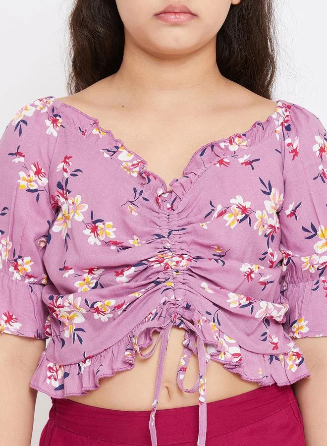 Stylo Bug Stylo Bug Floral Print V-Neck Top and Pants Set