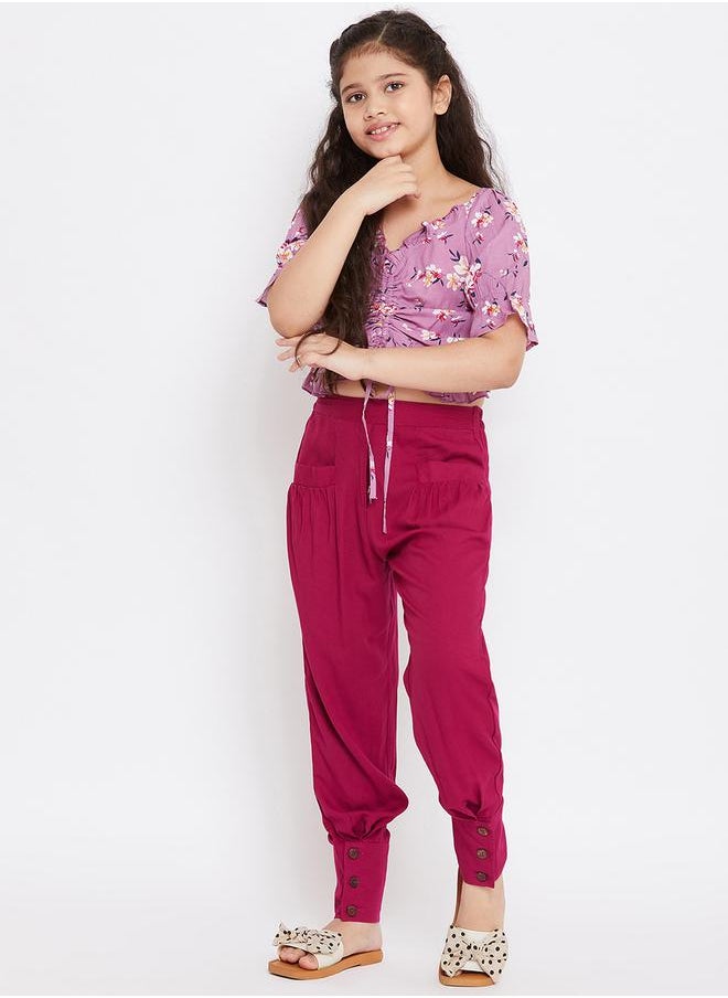 Stylo Bug Floral Print V-Neck Top and Pants Set by Styli  - Image 2