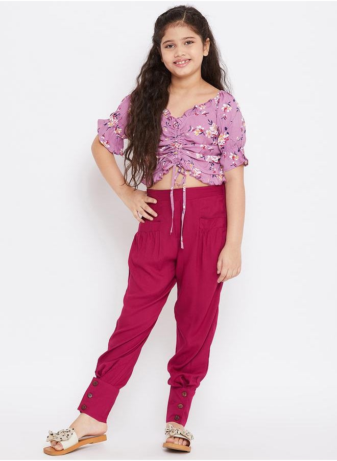 Stylo Bug Floral Print V-Neck Top and Pants Set by Styli  - Image 1
