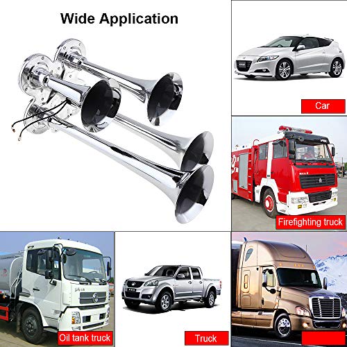ePathChina 12V / 24V بوق هوائي فائق الصوت 150 ديسيبل بأربعة أبواق للسيارة والمركبات والشاحنات والقطارات والقوارب - Image 2
