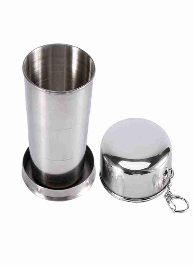 M Stainless Steel Travel Folding Cup Camp Keychain Retractable Telescopic Foldable - Image 1