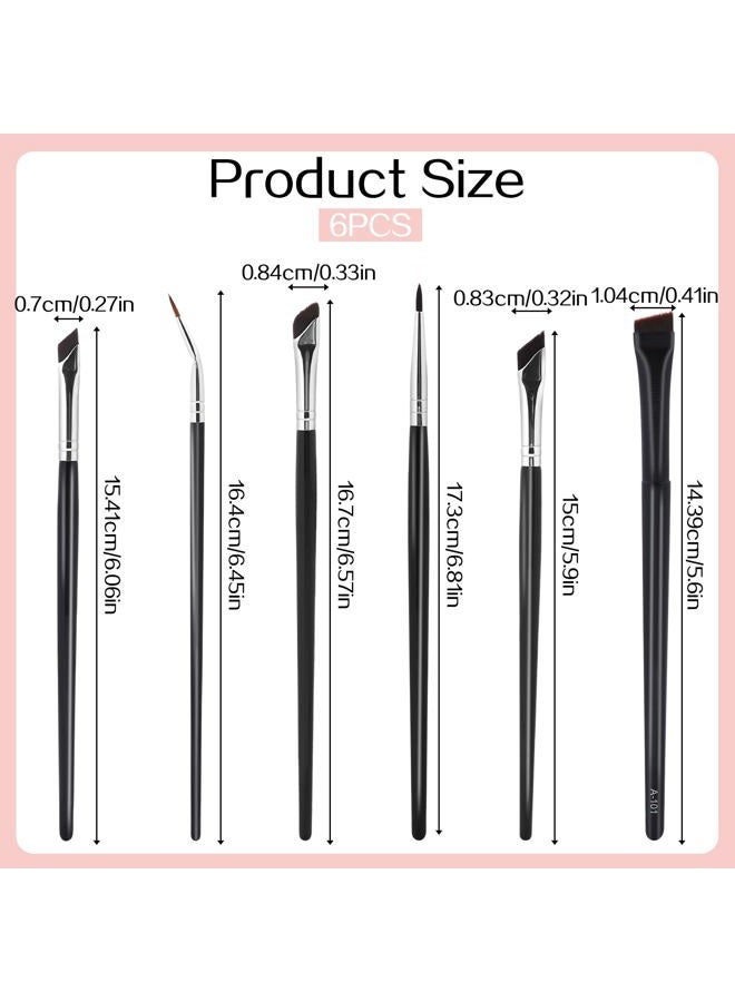 Sliverdew Professional Angled Eyeliner Brush Set, 6 Pcs Eye Makeup Brush Eyebrow Brush Tools Precision Eye Liner Brush Ultra Thin Eye Liner Slanted Flat Angle Eyeliner Brushes Synthetic Bristles - Image 3