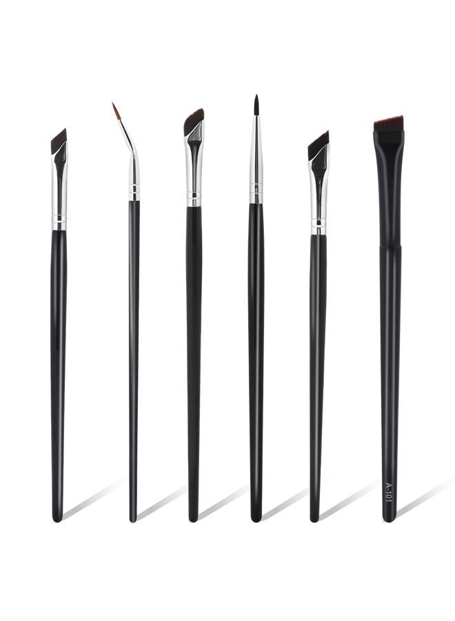 Sliverdew Professional Angled Eyeliner Brush Set, 6 Pcs Eye Makeup Brush Eyebrow Brush Tools Precision Eye Liner Brush Ultra Thin Eye Liner Slanted Flat Angle Eyeliner Brushes Synthetic Bristles - Image 1