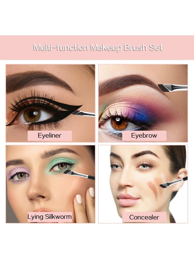 Sliverdew Professional Angled Eyeliner Brush Set, 6 Pcs Eye Makeup Brush Eyebrow Brush Tools Precision Eye Liner Brush Ultra Thin Eye Liner Slanted Flat Angle Eyeliner Brushes Synthetic Bristles - Image 2