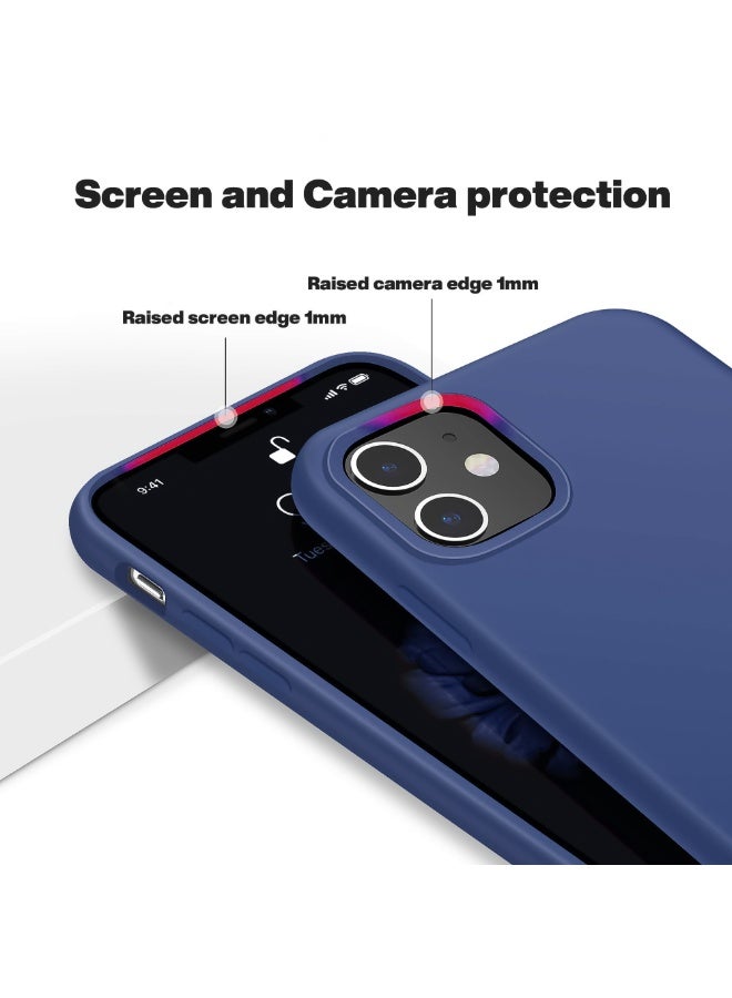 جراب متوافق مع iPhone 11 مقاس 6.1 بوصة، جراب هاتف نحيف من السيليكون السائل مكون من 4 طبقات من المطاط الناعم المقاوم للصدمات مع بطانة من الألياف الدقيقة المضادة للخدش (أزرق) - Image 5