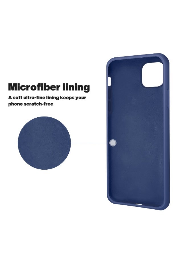 جراب متوافق مع iPhone 11 مقاس 6.1 بوصة، جراب هاتف نحيف من السيليكون السائل مكون من 4 طبقات من المطاط الناعم المقاوم للصدمات مع بطانة من الألياف الدقيقة المضادة للخدش (أزرق) - Image 4