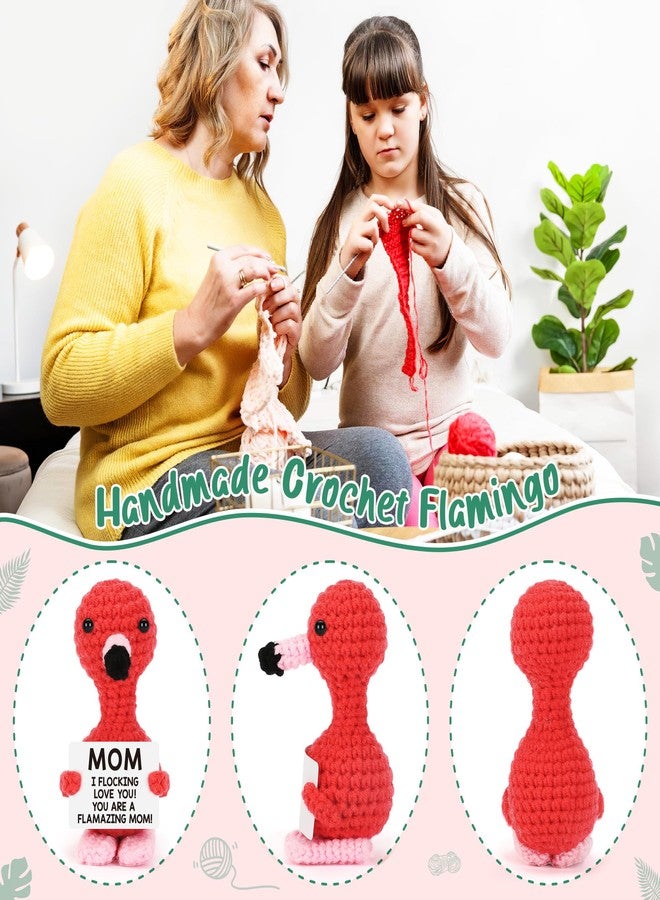 BdayPtion Funny Flamingo Mom I Love You Gifts Mothers Day Birthday Gifts for Mother Bonus New Mom Stepmom Handmade Crochet Animals Flamingo Best Present for Mama Mother-in-Law Present from Daughter Son - Image 3