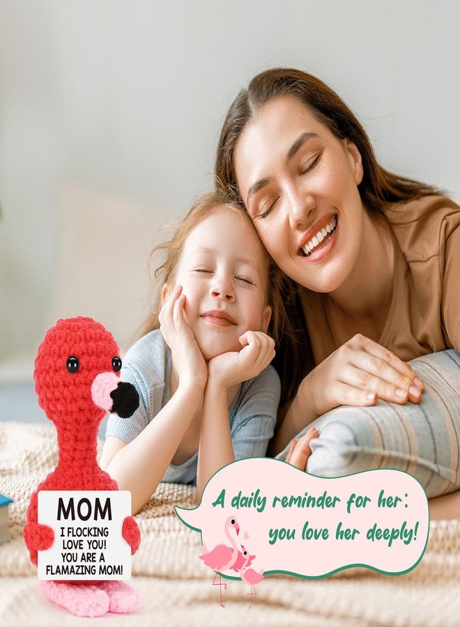 BdayPtion Funny Flamingo Mom I Love You Gifts Mothers Day Birthday Gifts for Mother Bonus New Mom Stepmom Handmade Crochet Animals Flamingo Best Present for Mama Mother-in-Law Present from Daughter Son - Image 5