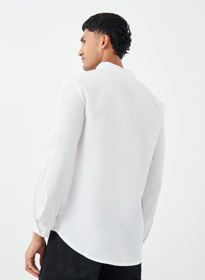 Styli Linen Blend Mandarin Collar Regular Fit Shirt - Image 5