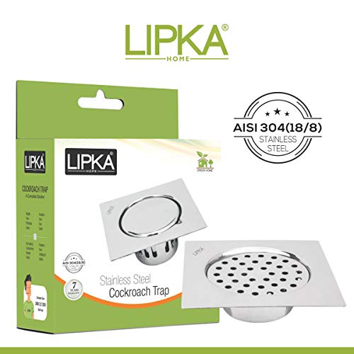 LIPKA Square Super Sleek Flat Cut Floor Drain |304-Grade Stainless Steel |5 x 5 Inches| with Cockroach Trap/Jali | - Image 3