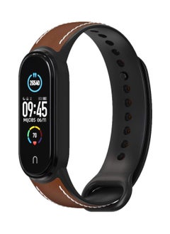 Y&D Replacement Wristband Compatible with Xiaomi MI Band 5, TPU Leather Design Handmade Durable Lightweight and Breathable (Brown Black)  - Image 2