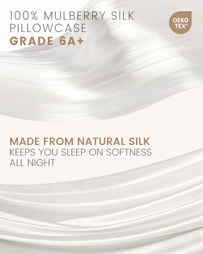 THXSILK Set of 2 100 Pure Mulberry Silk Pillowcases for Hair and Skin Upgraded Real Grade 6A Mulberry Silk Durable Soft and AntiAging Silk Pillow Cases King 20x36 White - Image 3