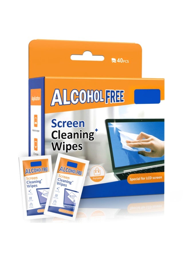 Screen & Electronic Cleaning Wipes Pre-Moistened Individual Wrapped (12 x20cm) TV Screen Cleaner, Computer Monitor, Laptop, Lens Camera Sunglass Wipes Sracth-Free strem-free, 40 packs - Image 1
