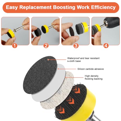 Serplex® 191Pcs Sanding Discs Abrasive Accessories Kit, 1 Inch Sanding Discs, Assorted 60 to 10000 Grit Silicon Carbide Hook & Loop Sandpaper, Sponge Polishing Pads, for Grinding, Buffing & Finishing - Image 4