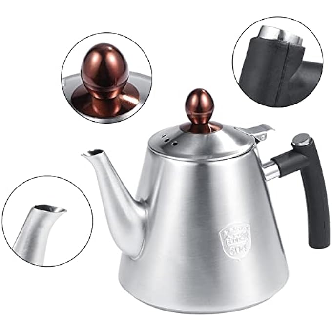 Haofy 12L Stainless Steel StoveTop Teapot Tea Coffee Pot Kettle Heat Resistant Silicone Handle Silver - Image 3