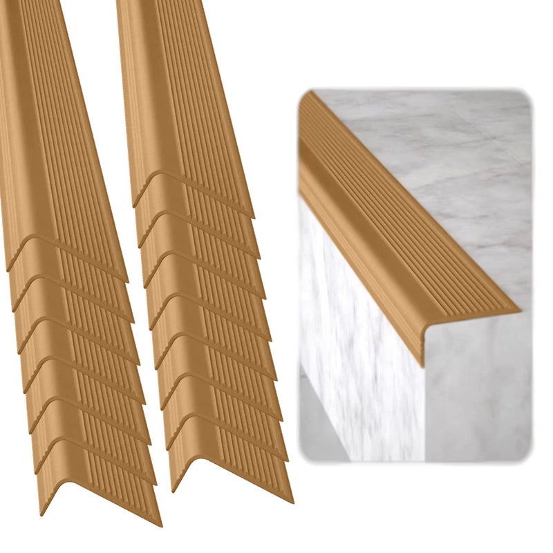 RUBBER BOND حماية حواف السلم من المطاط عبوة من 15 شريط 36x2x1 بوصة مضاد للانزلاق حواف السلم المطاطية مقاومة للماء ذاتية اللصق للاستخدامات الداخلية والخارجية لحماية الأطفال والحيوانات الأليفة بني