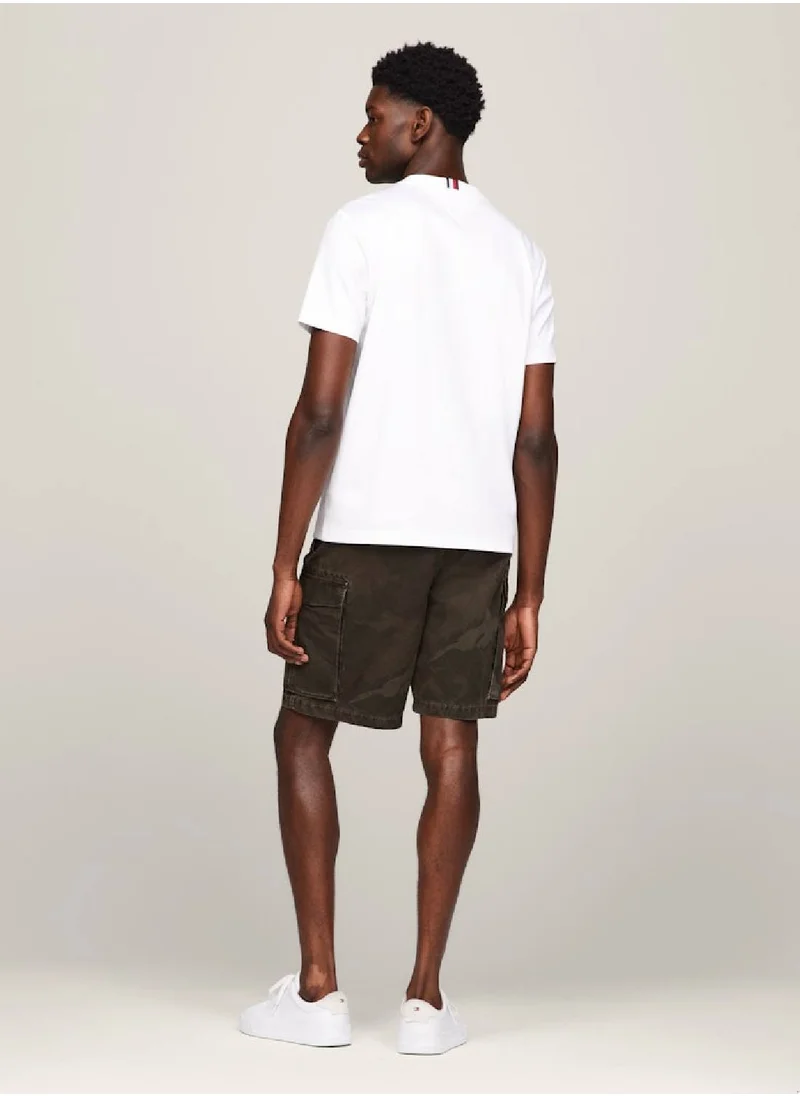 TOMMY HILFIGER Men's Logo Embroidery Featuring a Crew Neck T-Shirt -  Cotton blend, White