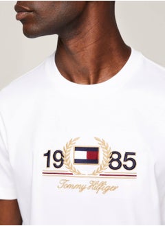 TOMMY HILFIGER Men's Logo Embroidery Featuring a Crew Neck T-Shirt -  Cotton blend, White  - Image 3