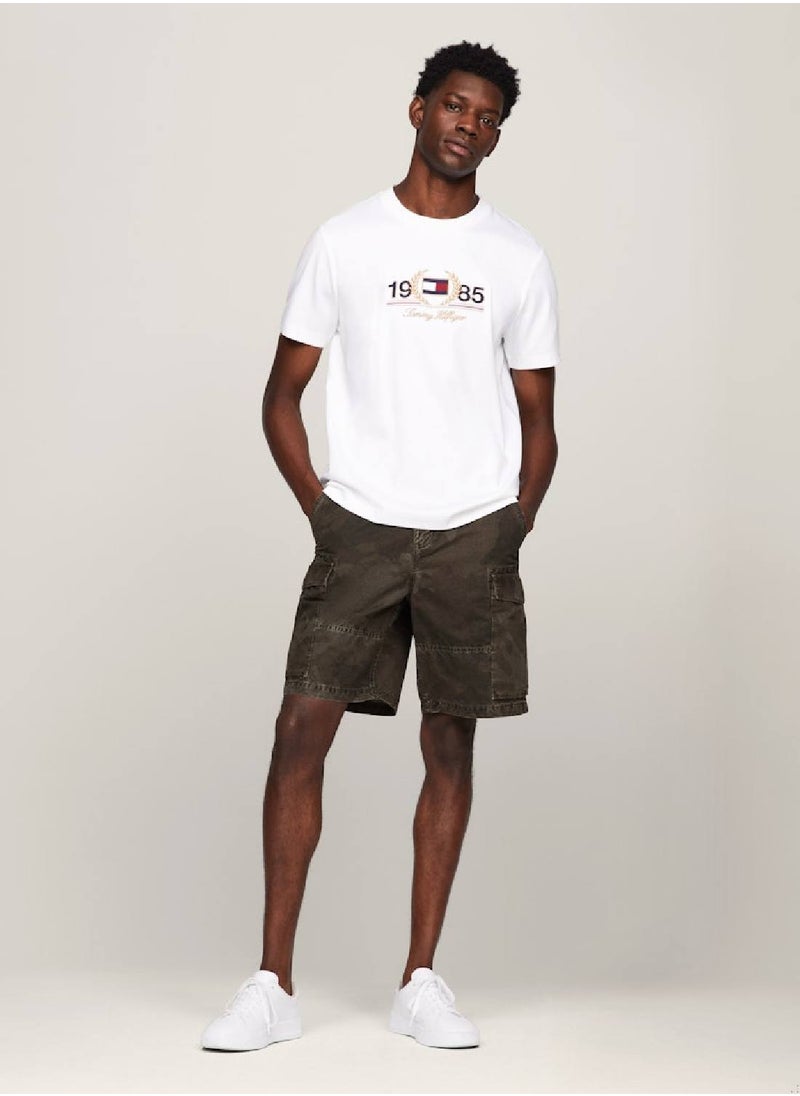 TOMMY HILFIGER Men's Logo Embroidery Featuring a Crew Neck T-Shirt -  Cotton blend, White  - Image 4