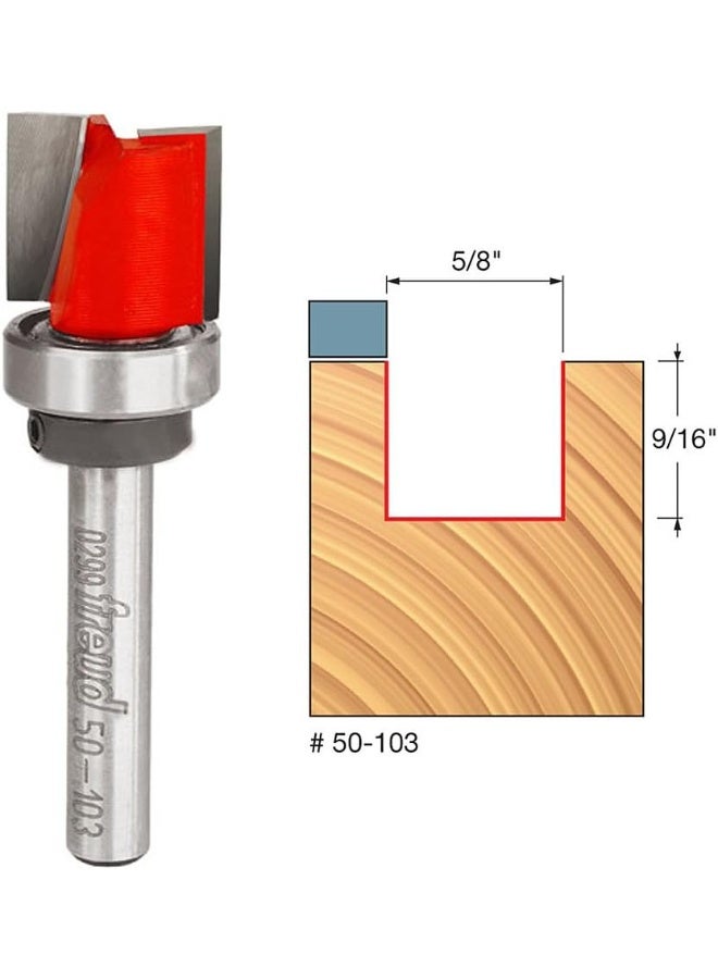 freud Freud Bearing Flush Trim Bit - Ideal for Trimming Laminates & Pattern Routing - 5/8" Diameter, 1/4" Shank, 2-1/4" Overall Length - 50-103  - Image 1