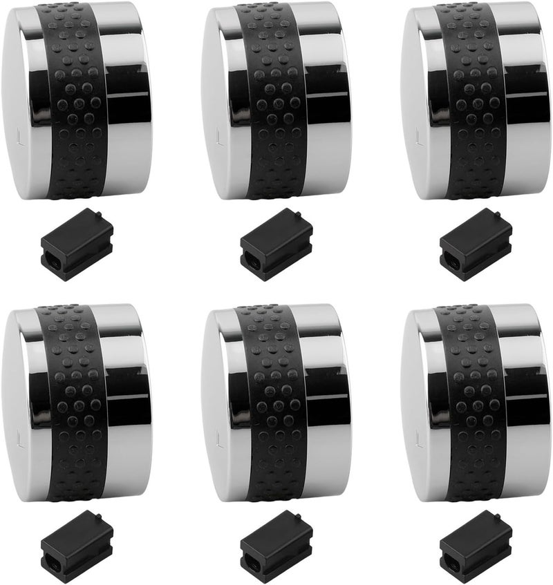 Gas Grill Knobs 6-Pack Sturdy Plastic Chrome-Coated Replacement Grill Knobs - Anti-Slip Silicone Grip Bbq Grill Knobs for Outdoor Cooking Grill Repair - Image 1