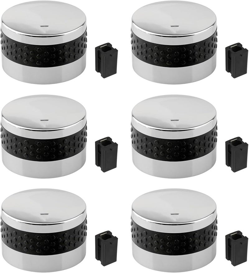 Gas Grill Knobs 6-Pack Sturdy Plastic Chrome-Coated Replacement Grill Knobs - Anti-Slip Silicone Grip Bbq Grill Knobs for Outdoor Cooking Grill Repair - Image 2