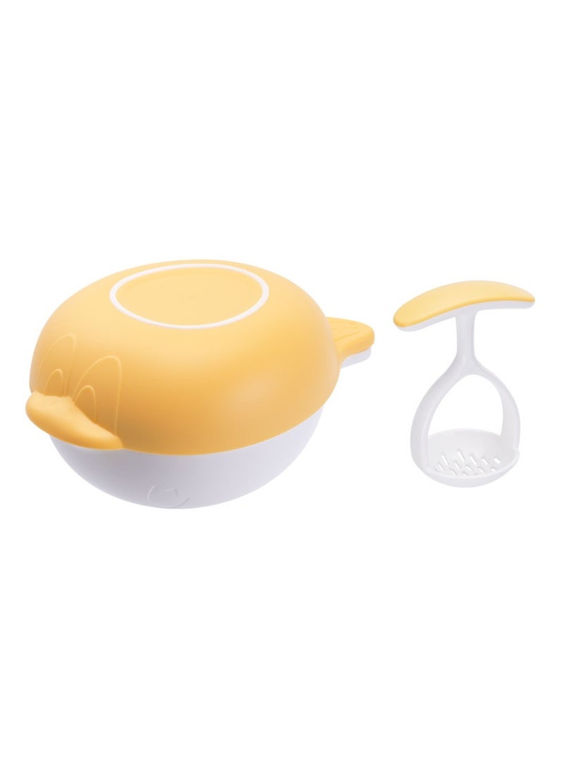 Baby Food Supplement Grinder Set of Six - Multifunctional Layered Design, Manual Baby Puree Cooking Tool, 370ml Grinding Bowl for Fruits & Vegetables, Portable Baby Food Masher with Juice Filter - Cartoon Yellow  - Image 2