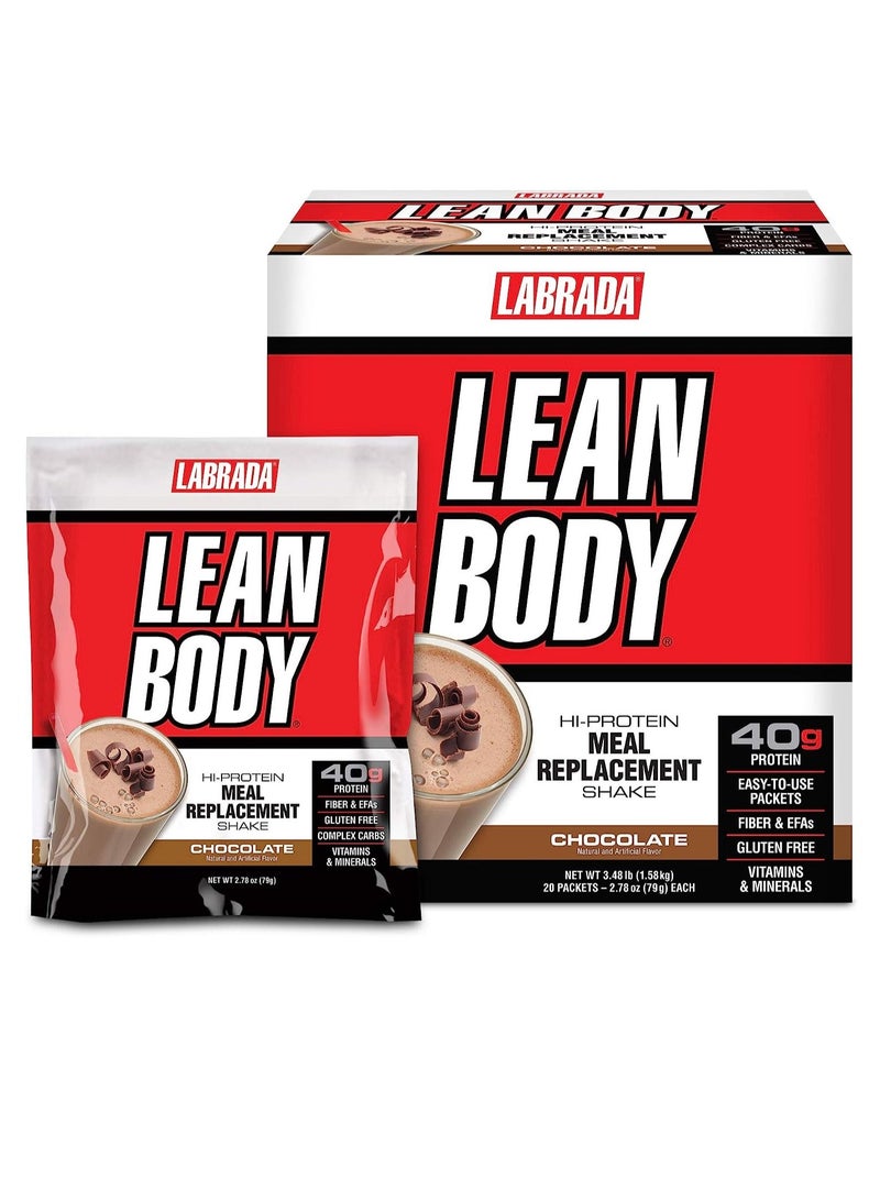 لابرادا Lean Body HI- بديل وجبة البروتين ، عبوة شيكولاتة شيك 20 ، 2.78 أونصة / 79 جرام لكل منها - Image 1