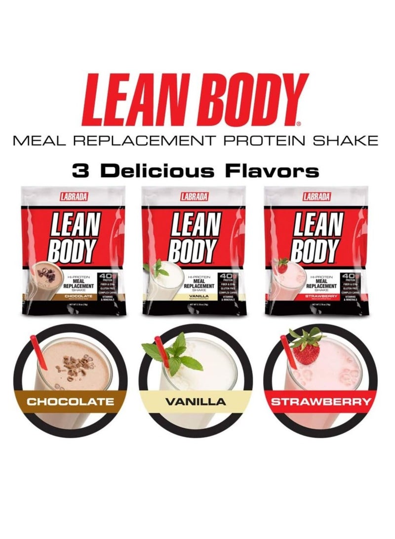 لابرادا Lean Body HI- بديل وجبة البروتين ، عبوة شيكولاتة شيك 20 ، 2.78 أونصة / 79 جرام لكل منها - Image 5