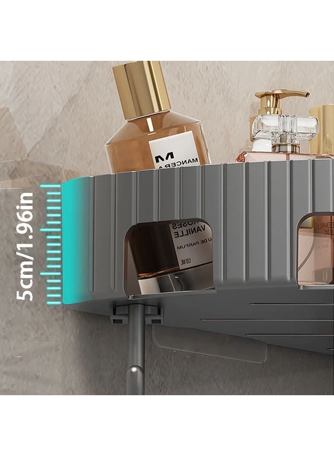 رفرف حمام زاوية بلاستيكي حديث رمادي بدون حفر حامل تخزين حائطي - Image 3