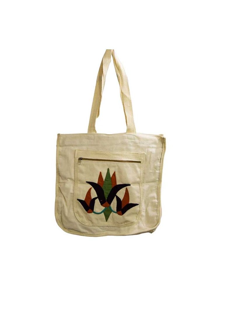 Egypt Antiques Handmade lotus flower shoulder bag, 100% Egyptian cotton - Image 1