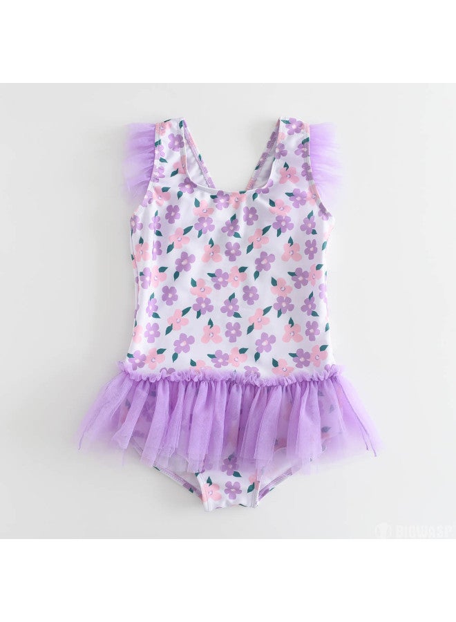 Bumblebee girls' One-piece Swimsuit With Mesh Skirt, Hot Spring Triangle Cut, Backless Tank Top Style Short Dress - Image 3