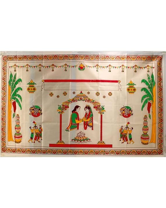 Botash antarpat Wedding Cloth held in Front of Groom Bridemandap desighn Cotton antarpat for Marriage Ceremony Function upanayan munj terasapa addutera 1pcsmuticolour - Image 1