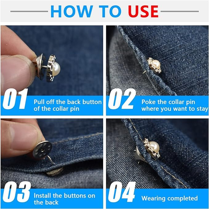 FITVERT Safety Buttons for Women Shirt Brooch Button Covers Pearl Safety Brooch Pins button's for Shirts Instant Button for Clothes Bags Sweater Hats Shawl etc - 10 pcs - Image 3