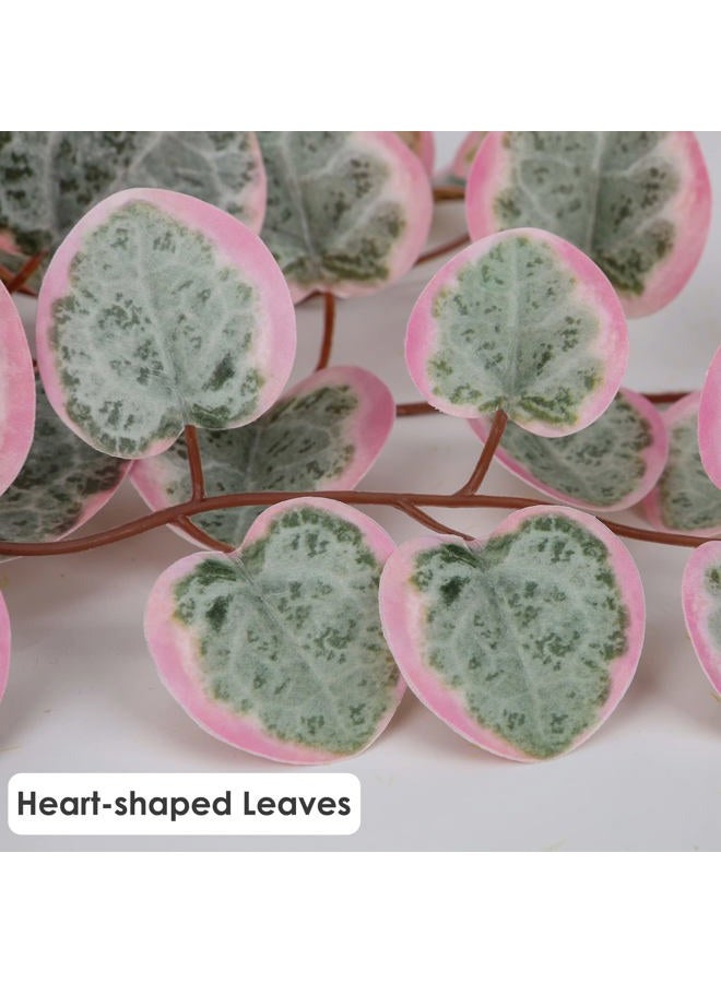 Briful Faux Hanging Plants 17'' Artificial String of Heart Vines with Semicircle Wall Mount Planter Fake Draping Plants for Home Office Room Shelf Wall Hanging Decor - Image 3