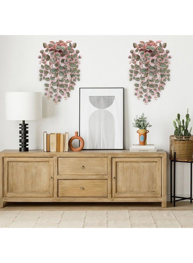Briful Faux Hanging Plants 17'' Artificial String of Heart Vines with Semicircle Wall Mount Planter Fake Draping Plants for Home Office Room Shelf Wall Hanging Decor - Image 5