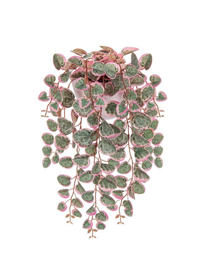 Briful Faux Hanging Plants 17'' Artificial String of Heart Vines with Semicircle Wall Mount Planter Fake Draping Plants for Home Office Room Shelf Wall Hanging Decor - Image 1